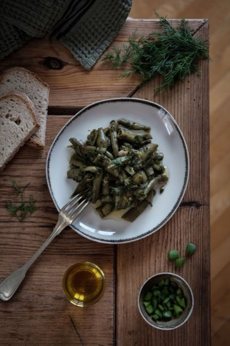 Fresh Green Fava Bean Stew — Fresh green fava beans braised slowly in olive oil with garlic, coriander, and lemon