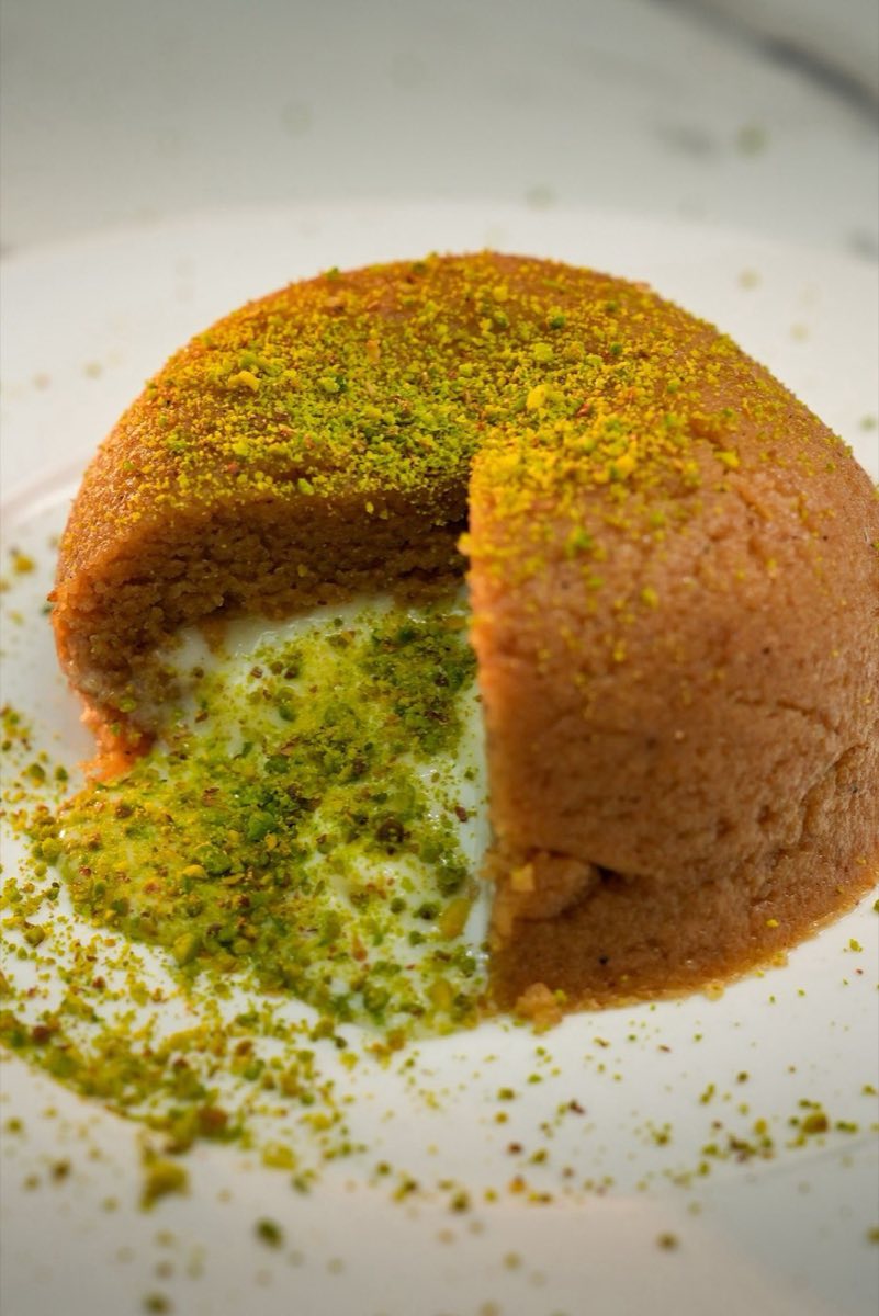 Mafroukeh — Mafroukeh is the great specialty of Tripoli: coarse semolina toasted golden in butter, pressed into a dense