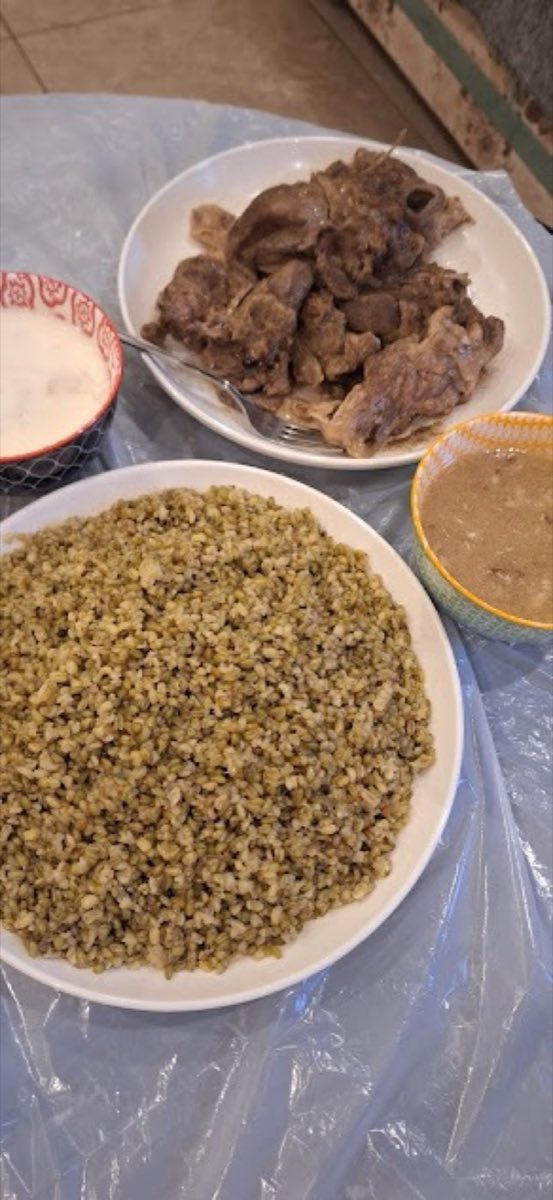 Faten's Freekeh Soup — Whole freekeh (green wheat) simmered in a fragrant chicken broth with caramelized onion and warming Aleppan