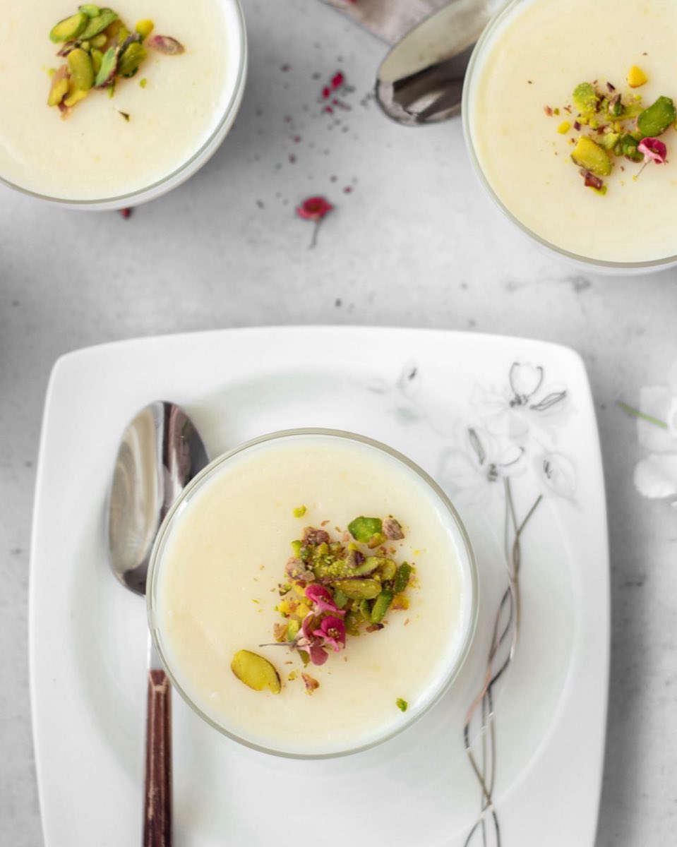 Lebanese Rice Pudding with Mastic — A slow-cooked Lebanese rice pudding perfumed with mastic resin and rose water