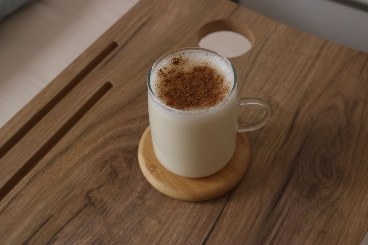 Sahlab — A silky, warm milk drink thickened with orchid root powder and topped with crushed pistachios, shredded
