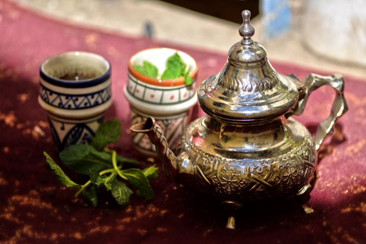 Lebanese Mint Tea — Strong black tea steeped with fresh mint and sweetened generously