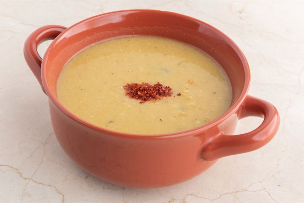 Shorbat Ads — The everyday Lebanese red lentil soup: silky, golden, and finished with crispy cumin-fried onion rings that
