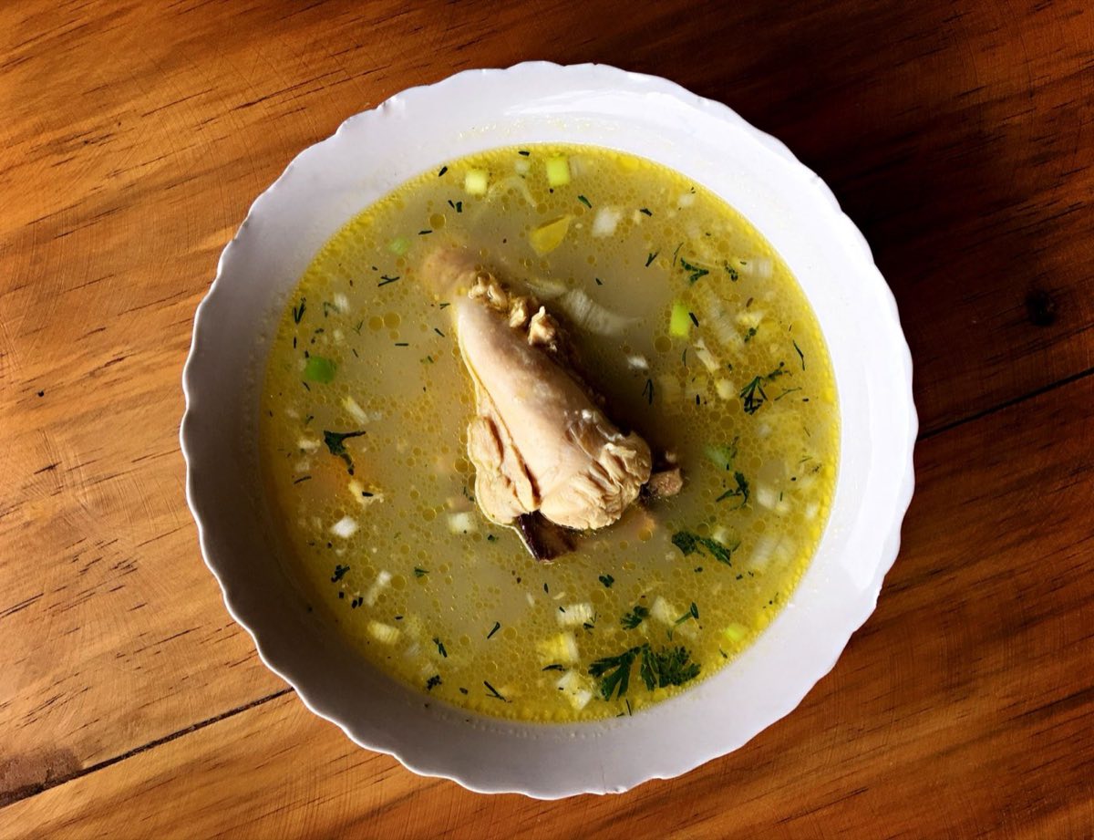 Shorbat Djaj — Lebanese chicken soup with thin vermicelli noodles and a warming note of seven spice