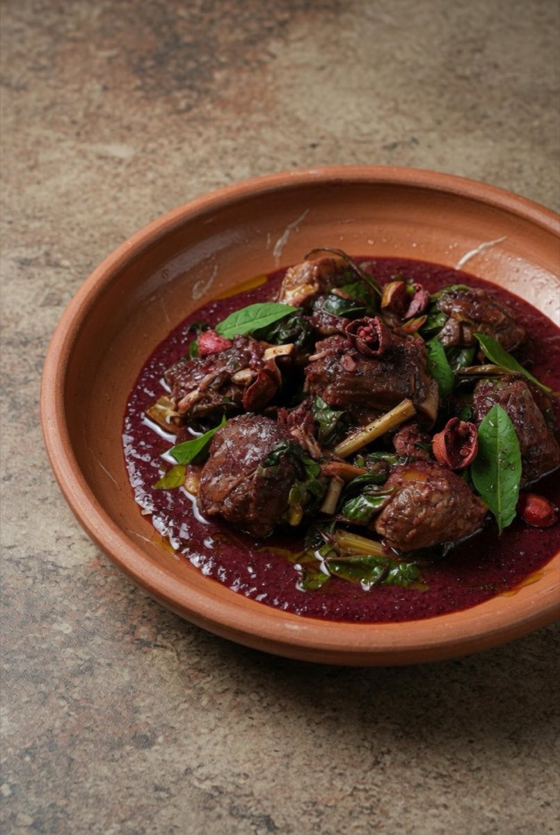 Summaqiyeh — Southern Lamb and Chard in Sumac — The great dish of southern Lebanon: lamb or beef braised with Swiss chard, tahini, and sumac until the sauce