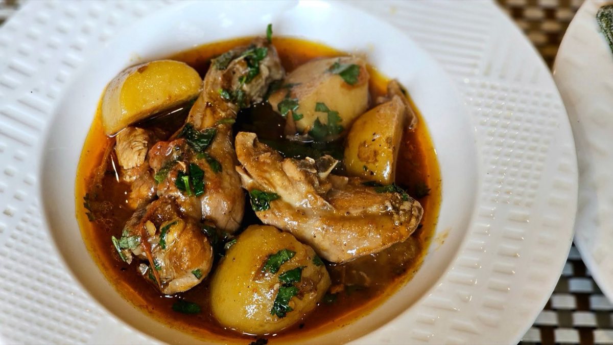 Summaqiyeh — Mountain Chicken Stewed in Sumac — Chicken pieces cooked slowly in a sauce where sumac is the primary flavor