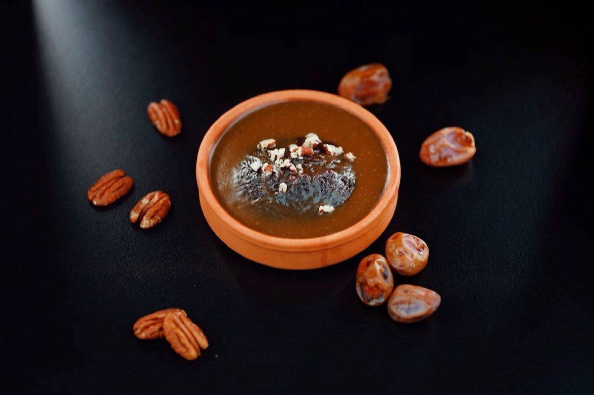 Tamr bil Tahini — Plump, fresh dates pressed open and generously filled