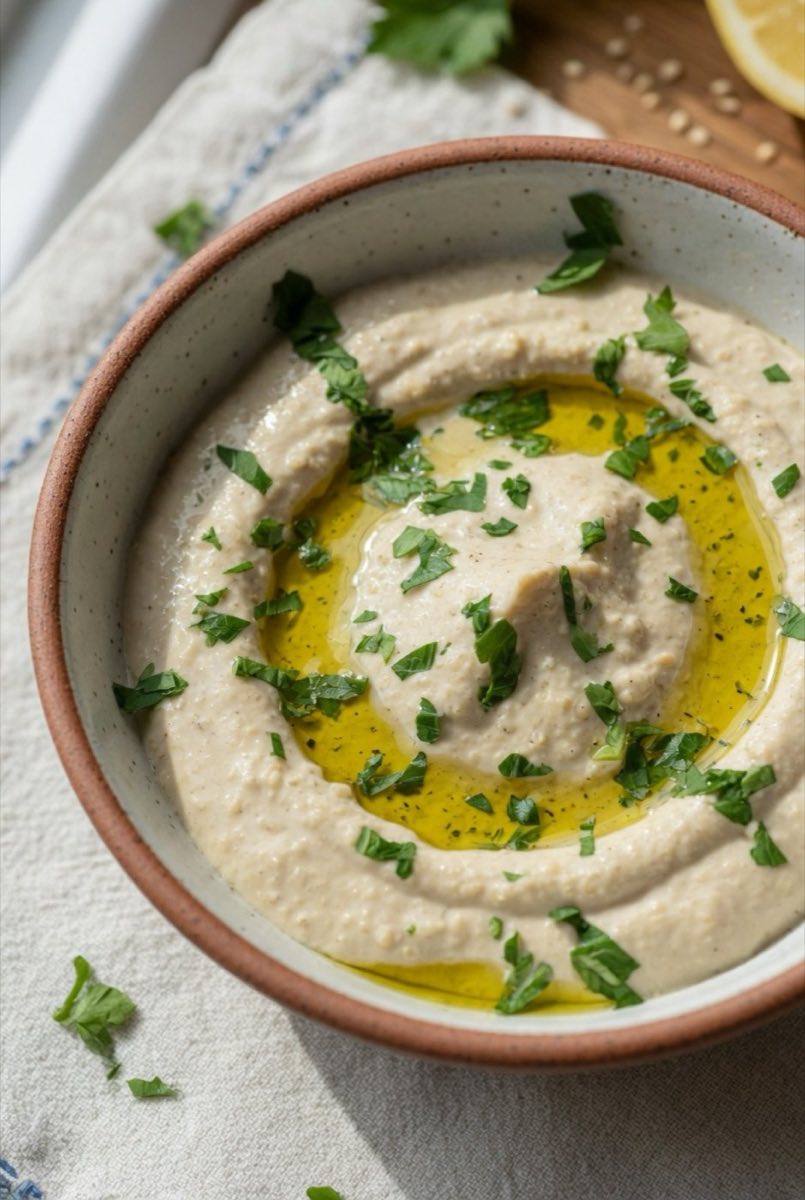 Tarator — The Lebanese tahini sauce: silky sesame paste thinned with lemon juice and garlic until it becomes a pourable